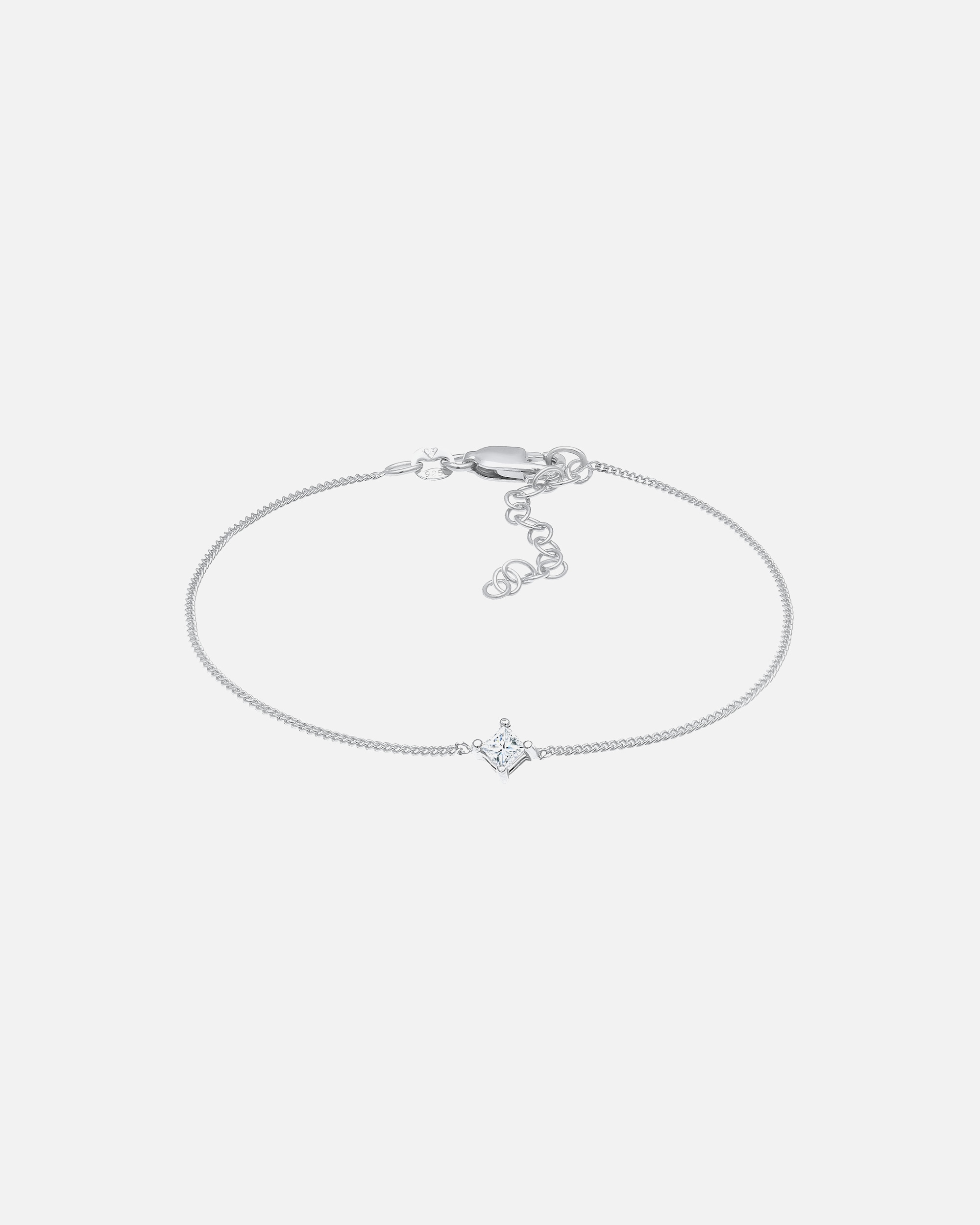 Elegancki damski pierścionek Solitaire Square z diamentem (0,1 ct.) w srebrze próby 925