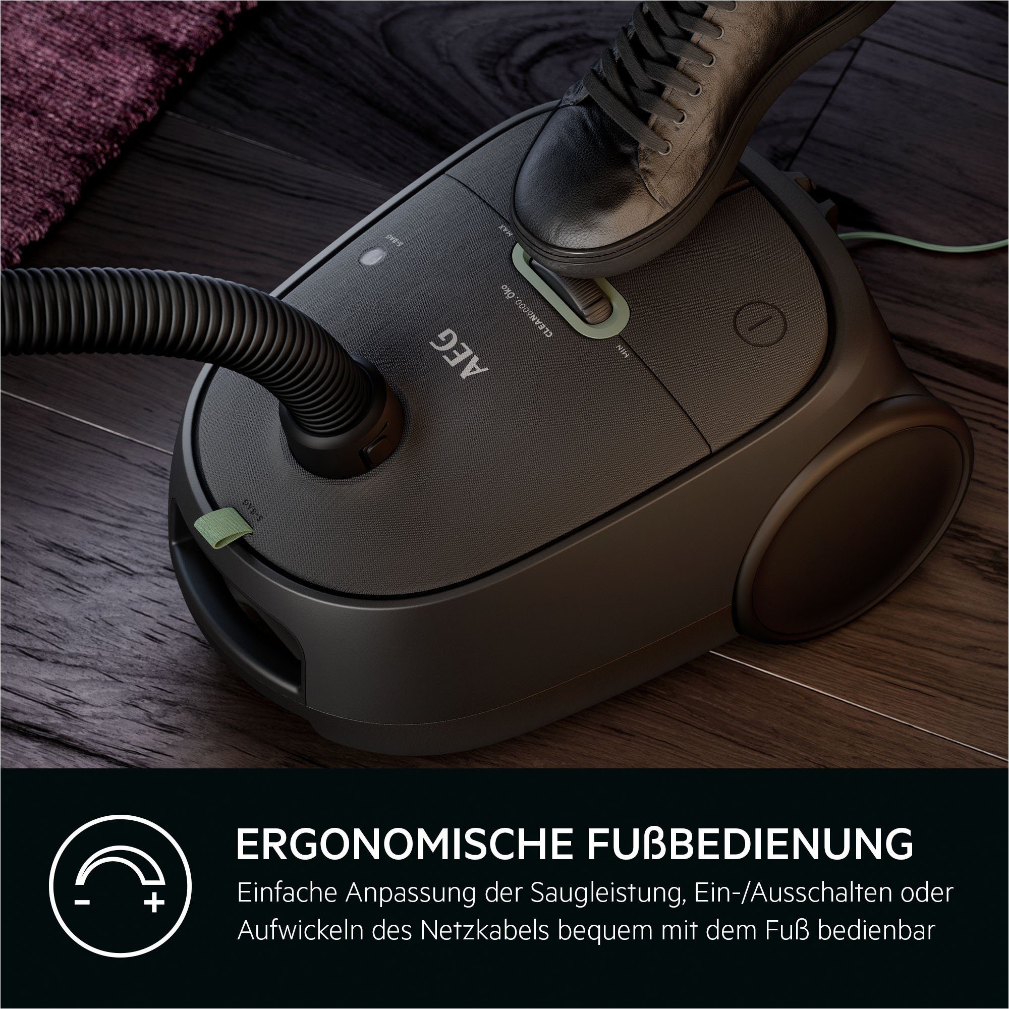 AEG Bodenstaubsauger CLEAN 6000 ÖKO (AB61C2ÖKO), 850 W, mit Beutel, hohe Saugleistung, inkl. Zusatzdüsen, 65 % Recyclingkunststoff