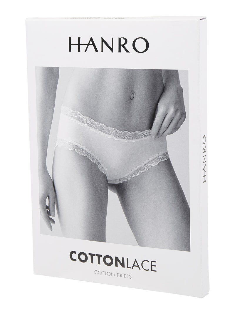 Hipster mit Spitzenbesatz Modell 'Cotton Lace' in weiß