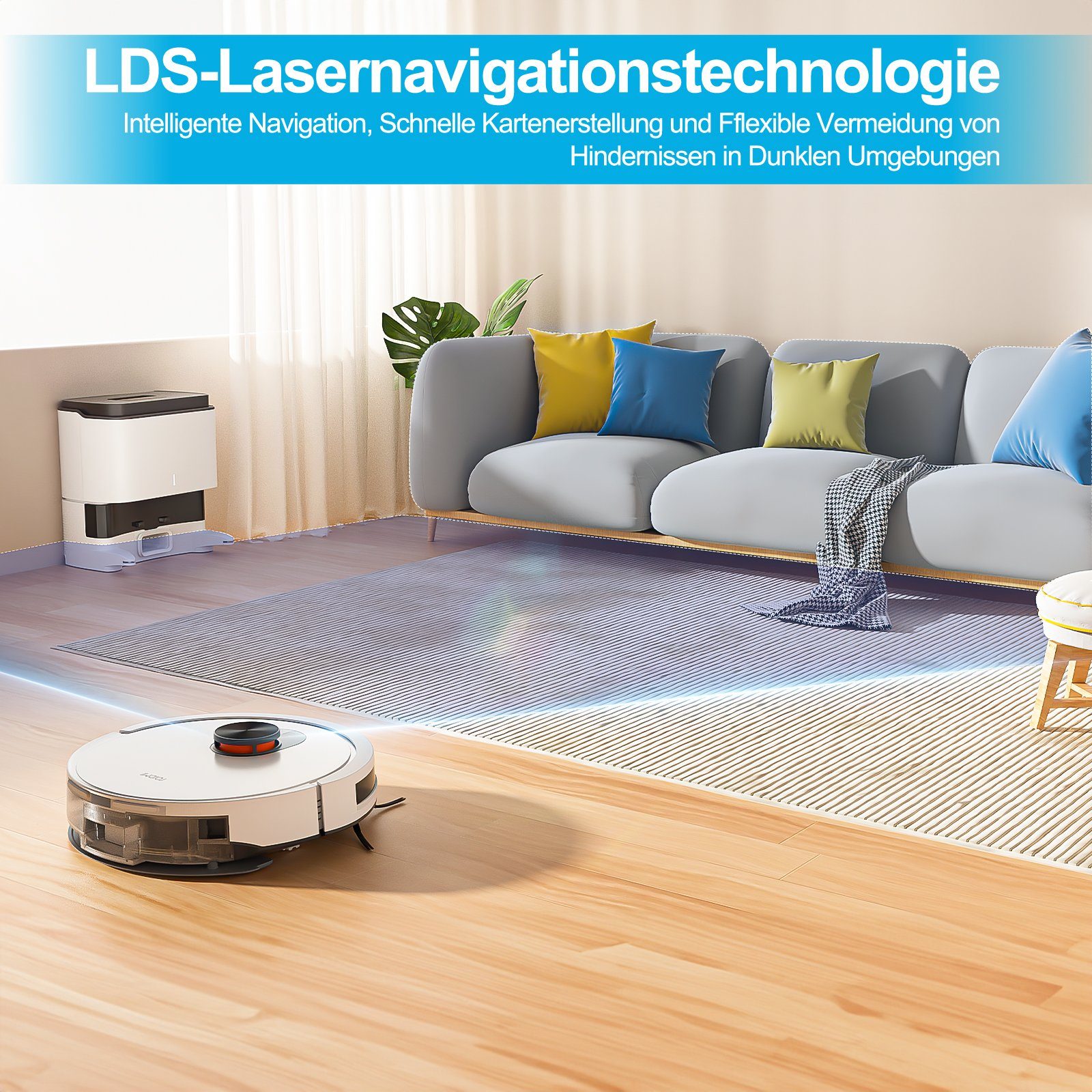 Roidmi Nass-Trocken-Saugroboter EVE CC, 40,00 W, mit Beutel, LIDAR-Navigation, Intelligente Kartendarstellung, App-Steuerung