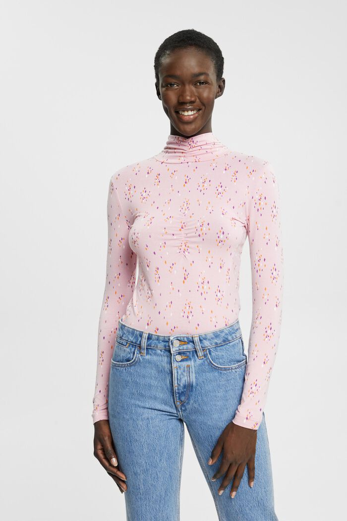 Gemustertes Longsleeve mit gerafften Details