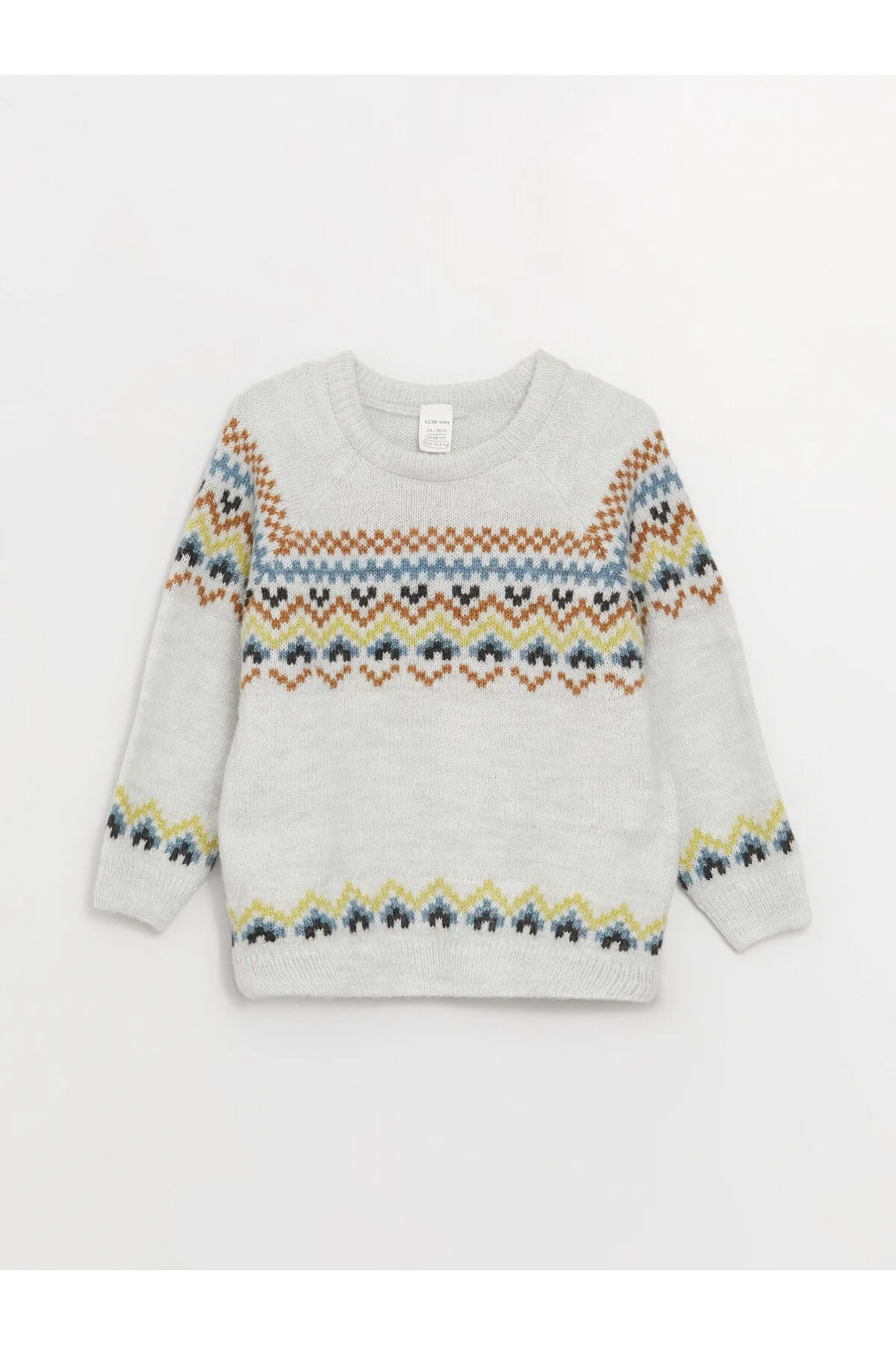 LC Waikiki  Gemusterter Strickpullover für Babys mit Rundhalsausschnitt und langen Ärmeln