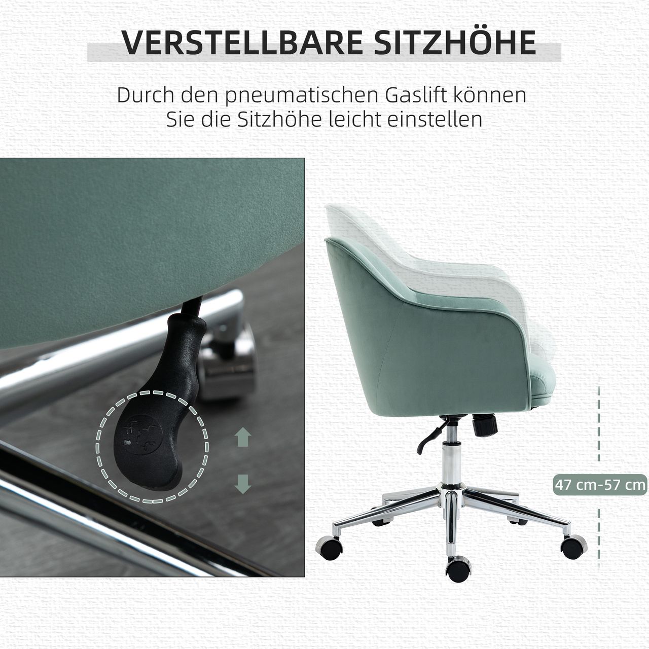 Vinsetto Bürostuhl mit Wippenfunktion höhenverstellbarer Schreibtischstuhl Grün