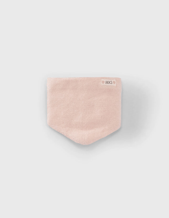 Snood rose poudré tricot lurex fourré bébé fille