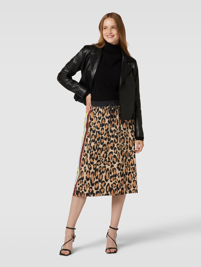 Knielanger Rock mit Animal-Print in schwarz