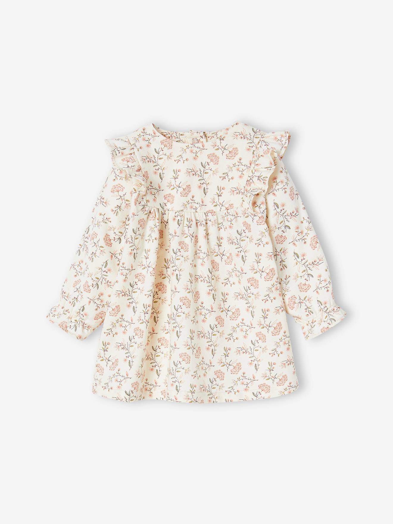 Ensemble 3 pièces bébé robe, collants et son bandeau assorti écru
