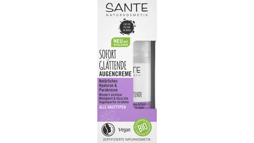 SANTE Sofort Glättende Augencreme Natürliches Hyaluron & Parakresse 15 ml