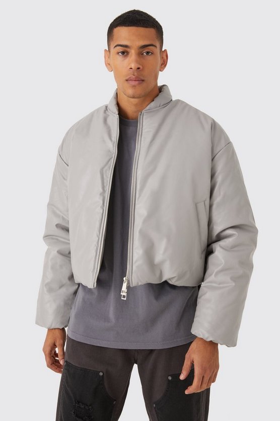 Kastige PU-Steppjacke