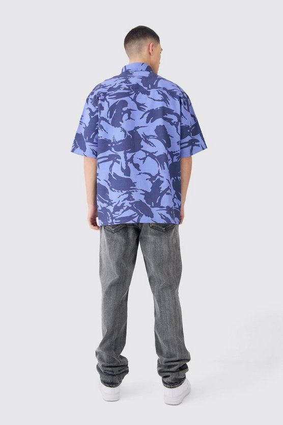 Kastiges Oversize Camouflage Ripstop-Hemd