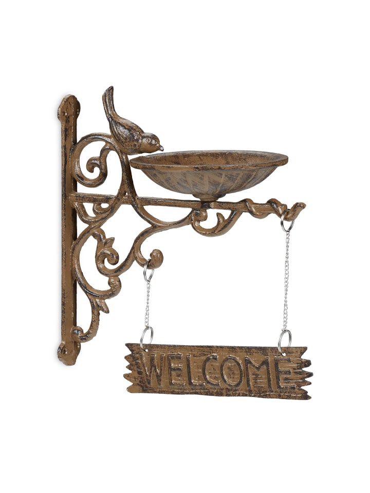 relaxdays Vogeltränke Welcome in Braun günstig kaufen onesize