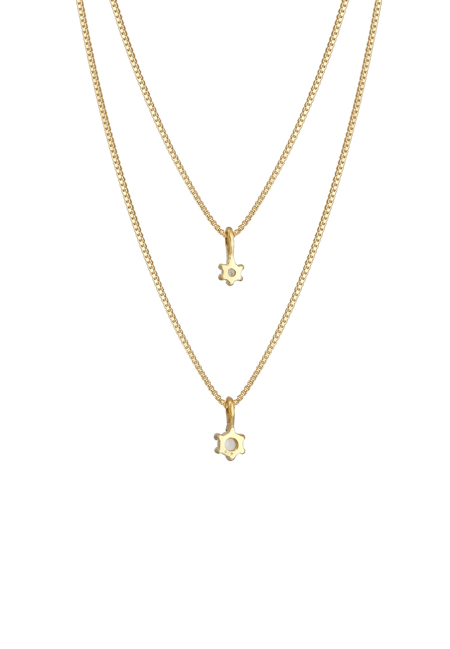 Collana Elli PREMIUM Layer Look Elegante con Pietra di Luna per Donna - Argento 925/1000 Placcato Oro