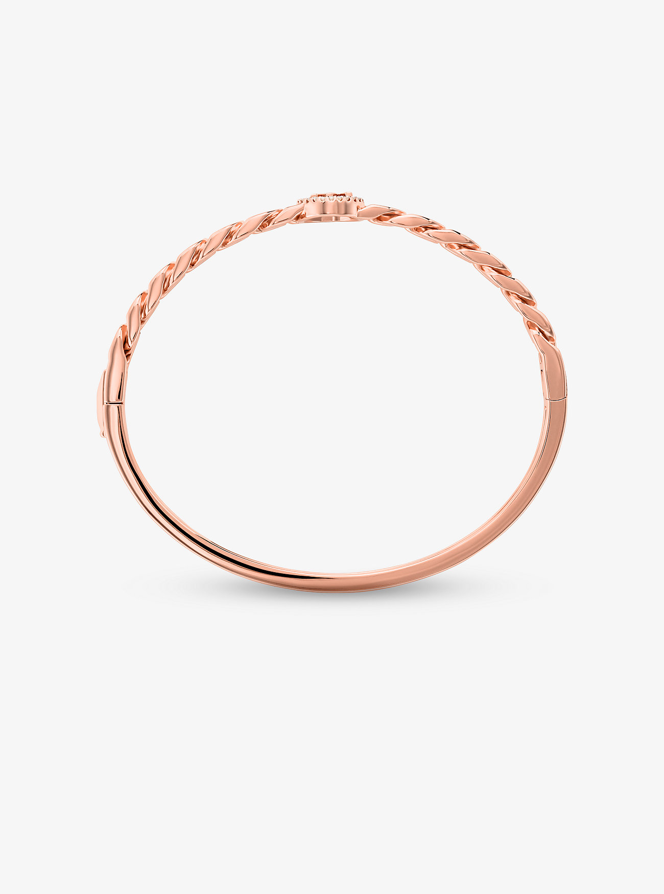 14K Gold-Plated Sterling Silver Pavé Logo Curb Link Bangle - ROSE GOLD