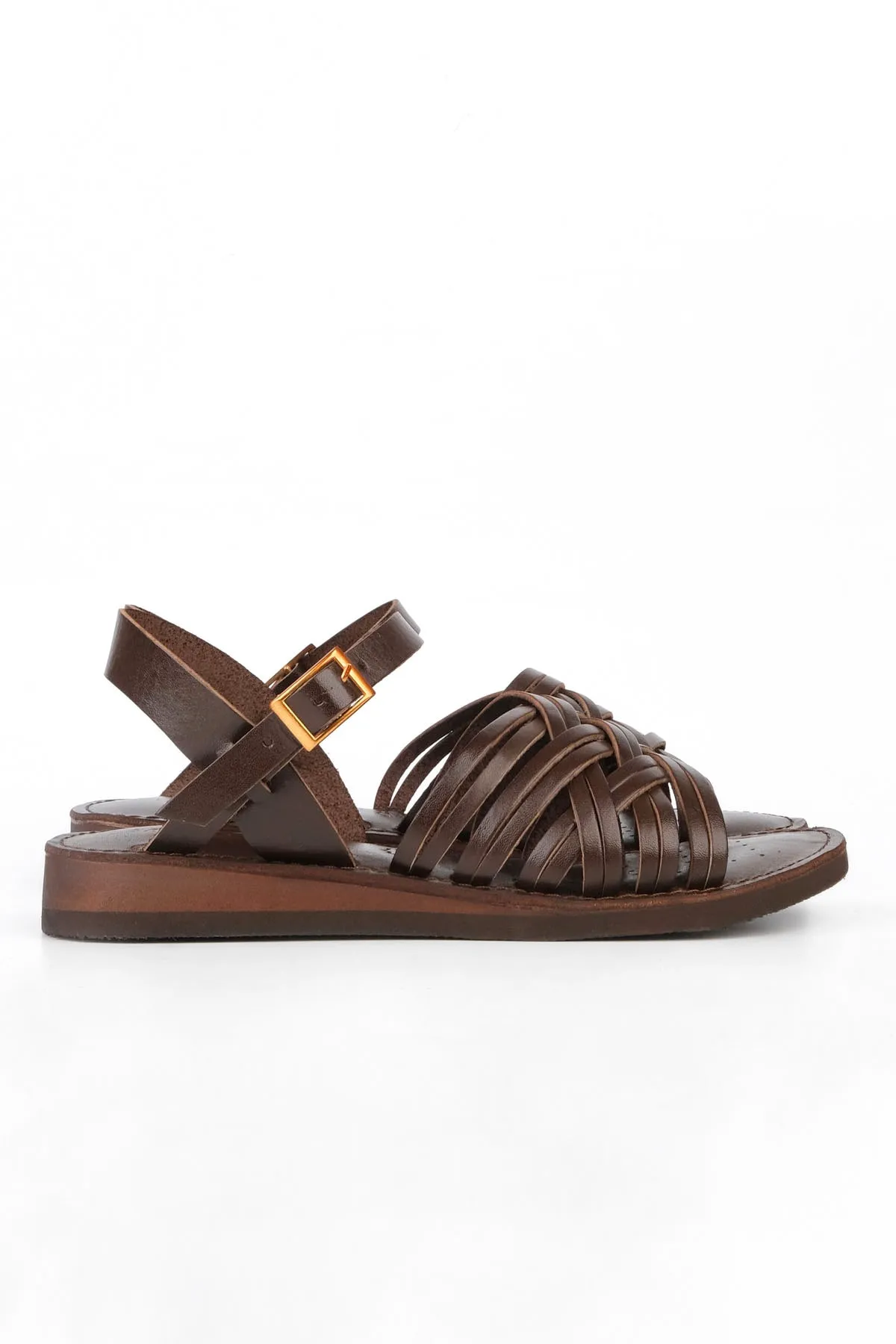 Marjin  Damen Sandalen aus echtem Leder, leichte Eva-Sohle, für den Alltag, Alen Brown