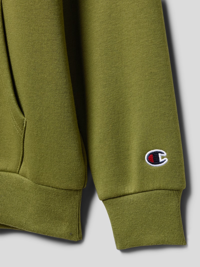 Hoodie mit Label-Stitching Modell 'Rochester' in khaki