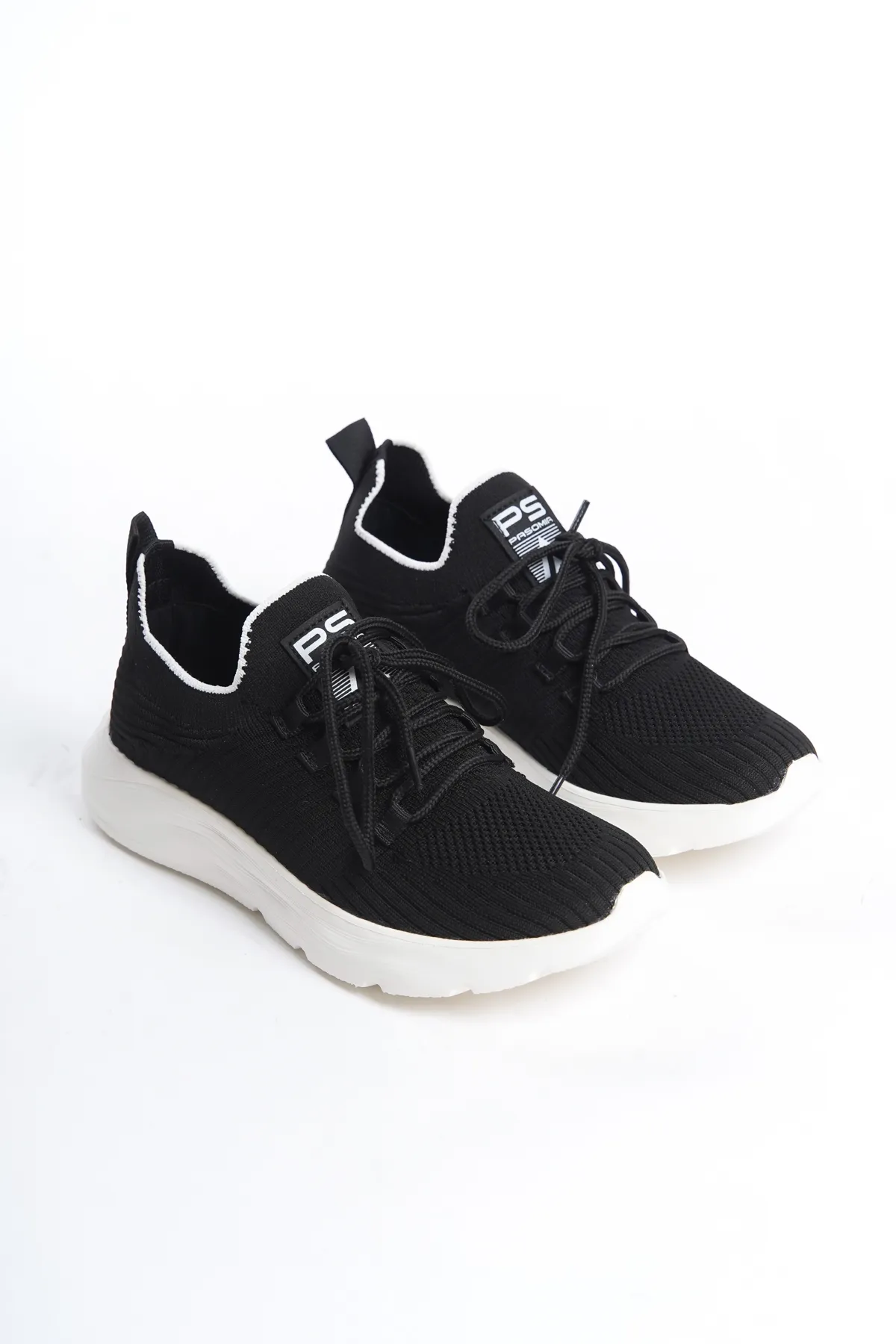 en7  Schwarz-weißer, bequemer und leicht zu tragender Strick-Sneaker 4556 für Unisex