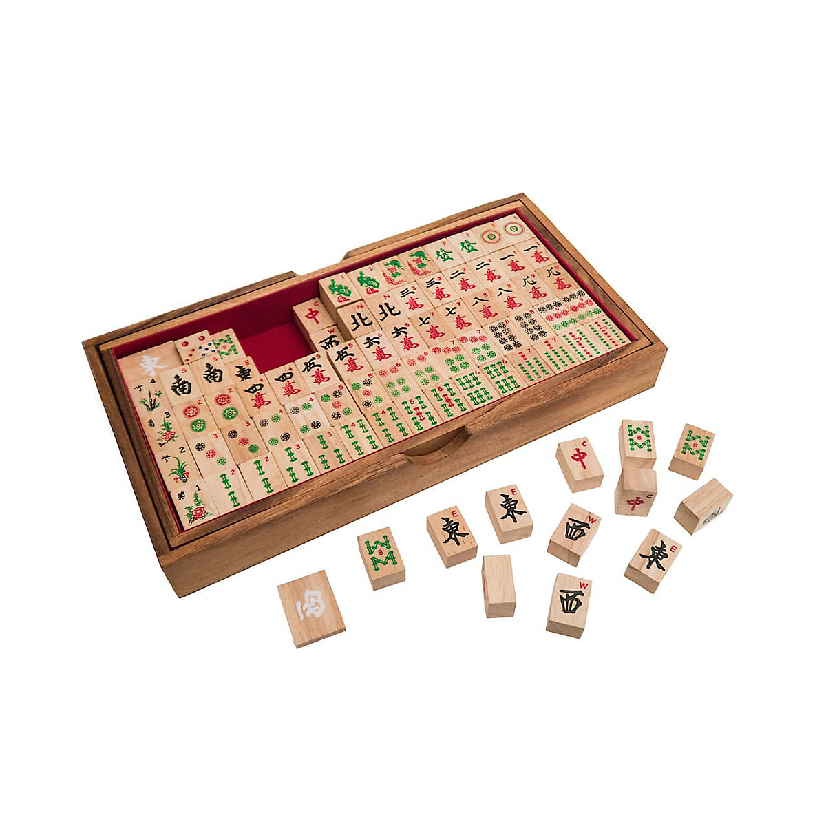 Mahjong, Das chinesische Spiel der vier Winde, mit arabischern Zahlen, Holzversion