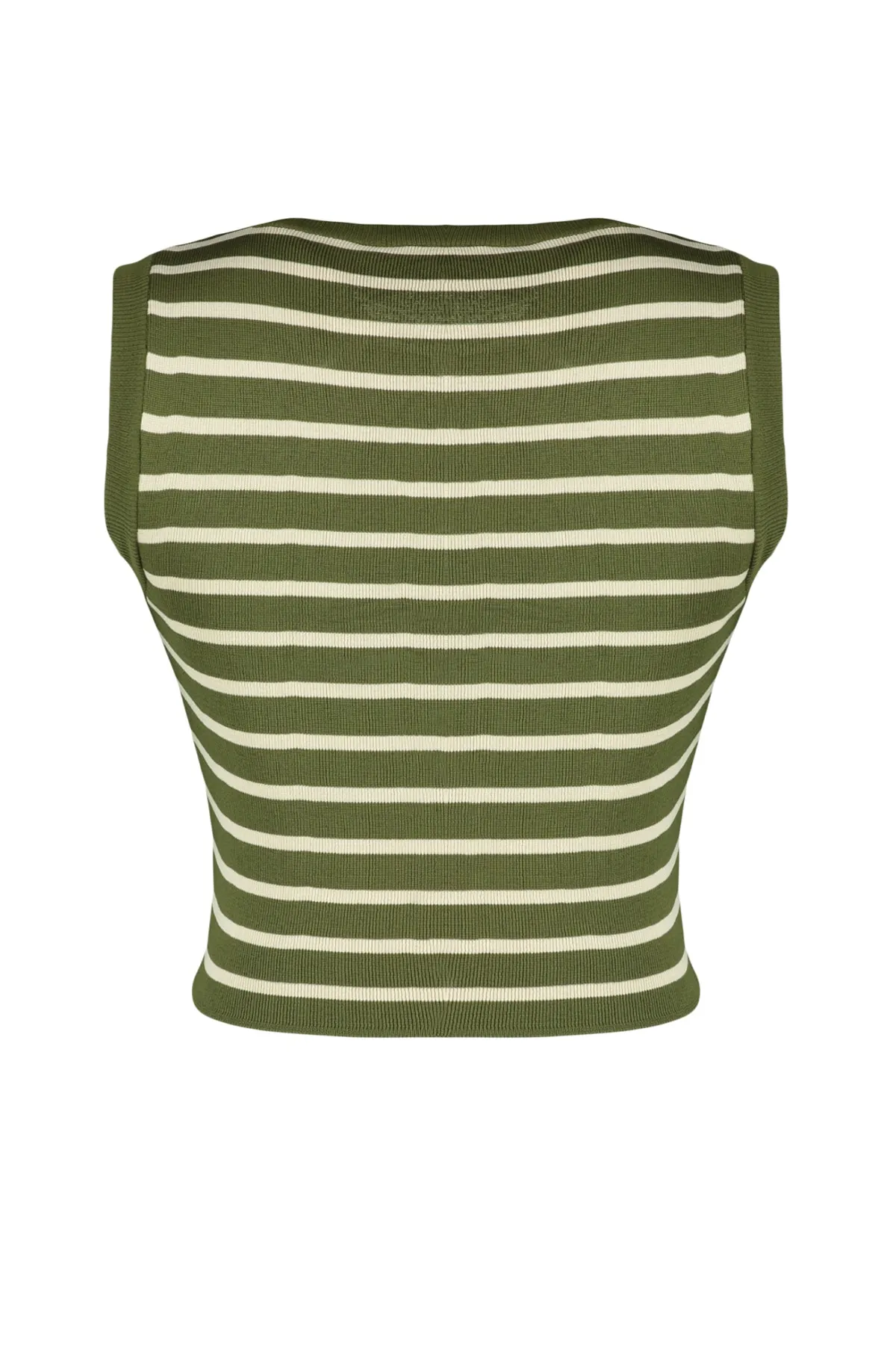 Trendyol Collection  Grüne Crop-gestreifte Strickbluse TWOSS23BZ00584