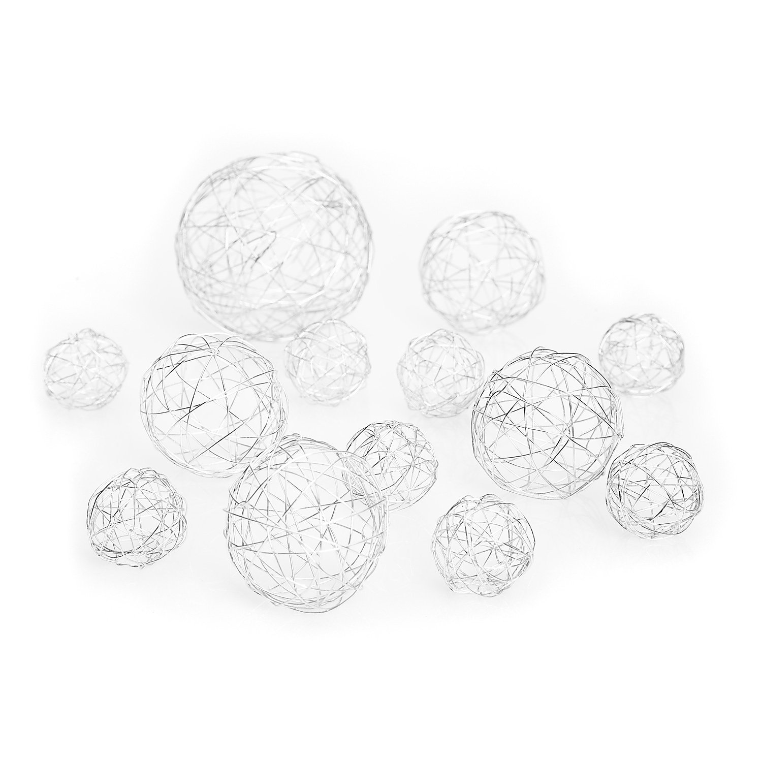 Draht-Kugeln, silber, 13 Stück