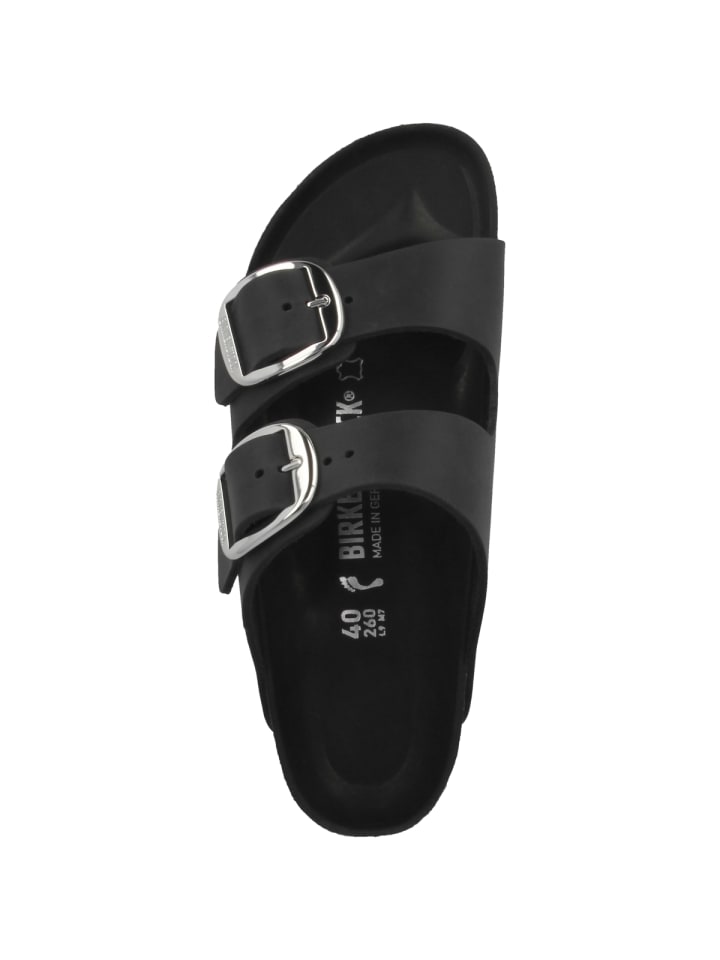 Birkenstock Sandale Arizona Big Buckle Geöltes Nubukleder Schmal in schwarz günstig kaufen