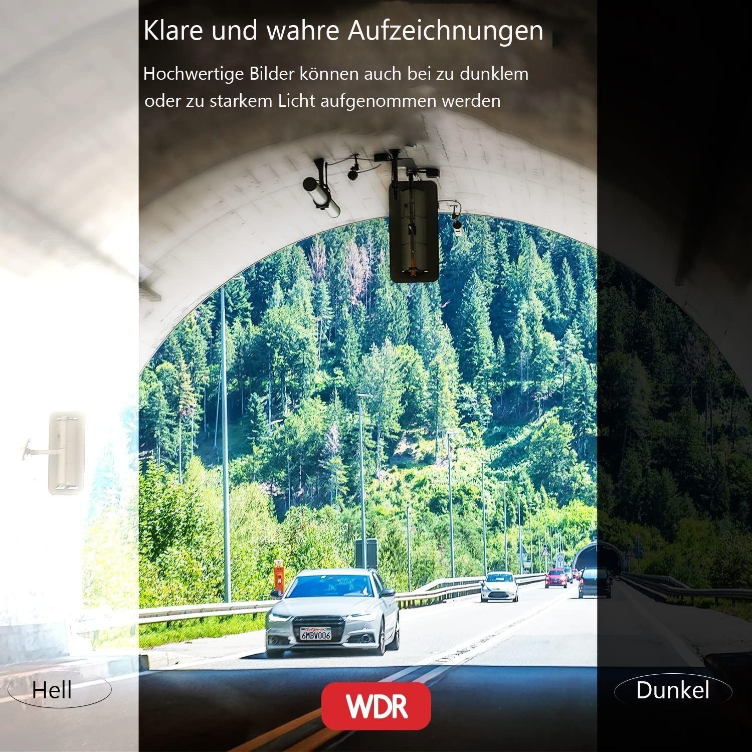 COOAU 1920 x 1080P Nachtsicht Dual Dashcam mit 2