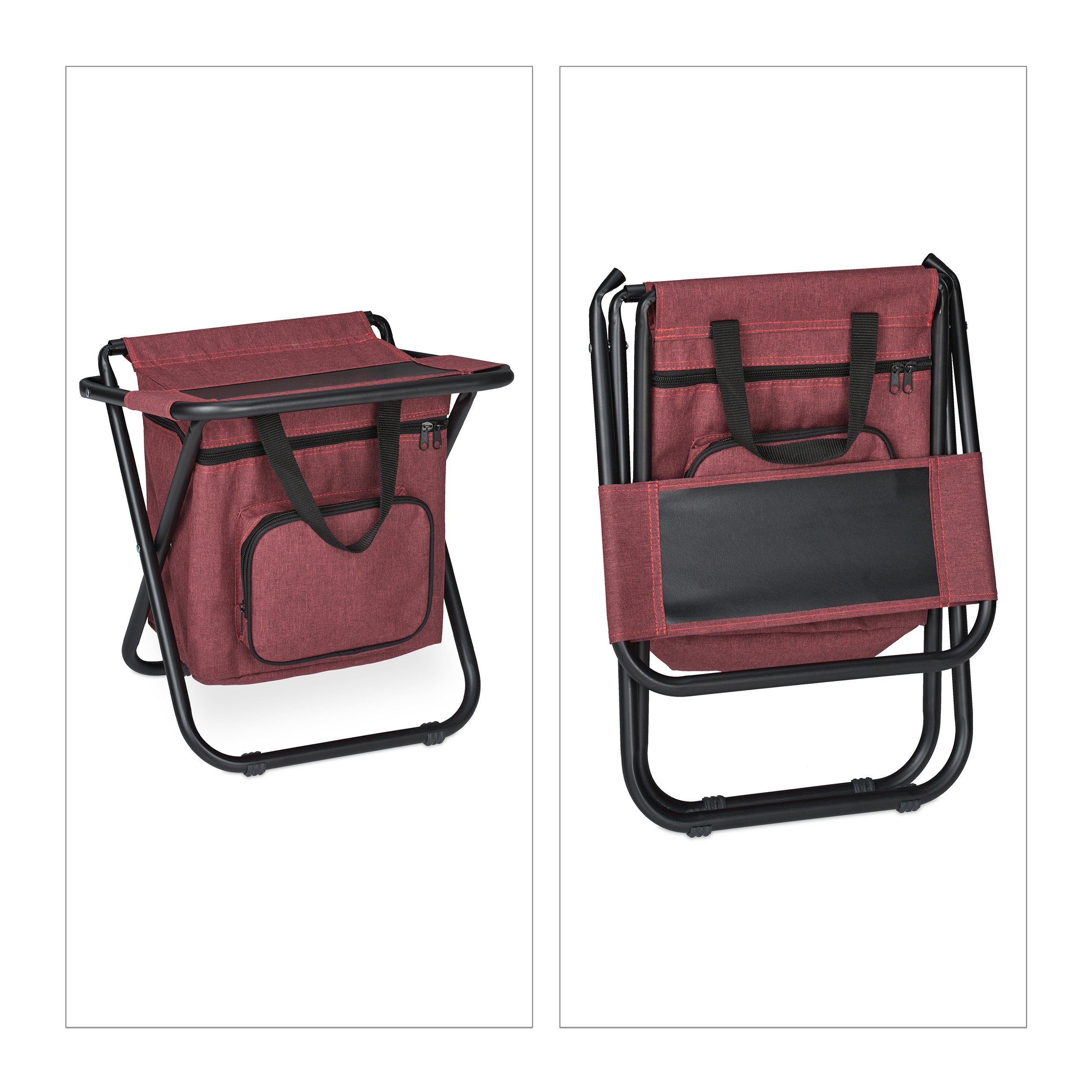 relaxdays Campinghocker Roter Campinghocker mit Lehne