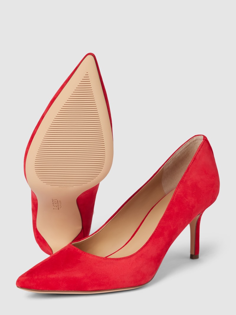 Pumps aus Leder mit Label-Applikation Modell 'LANETTE' in rot