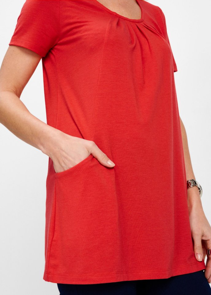 Longshirt mit rundhals Dekollete