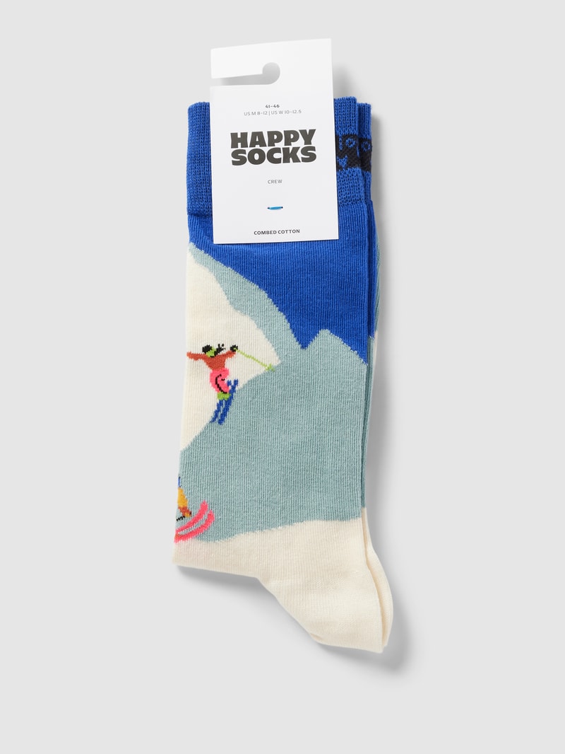 Socken mit Motiv-Print Modell 'Downhill Skiing' in blau