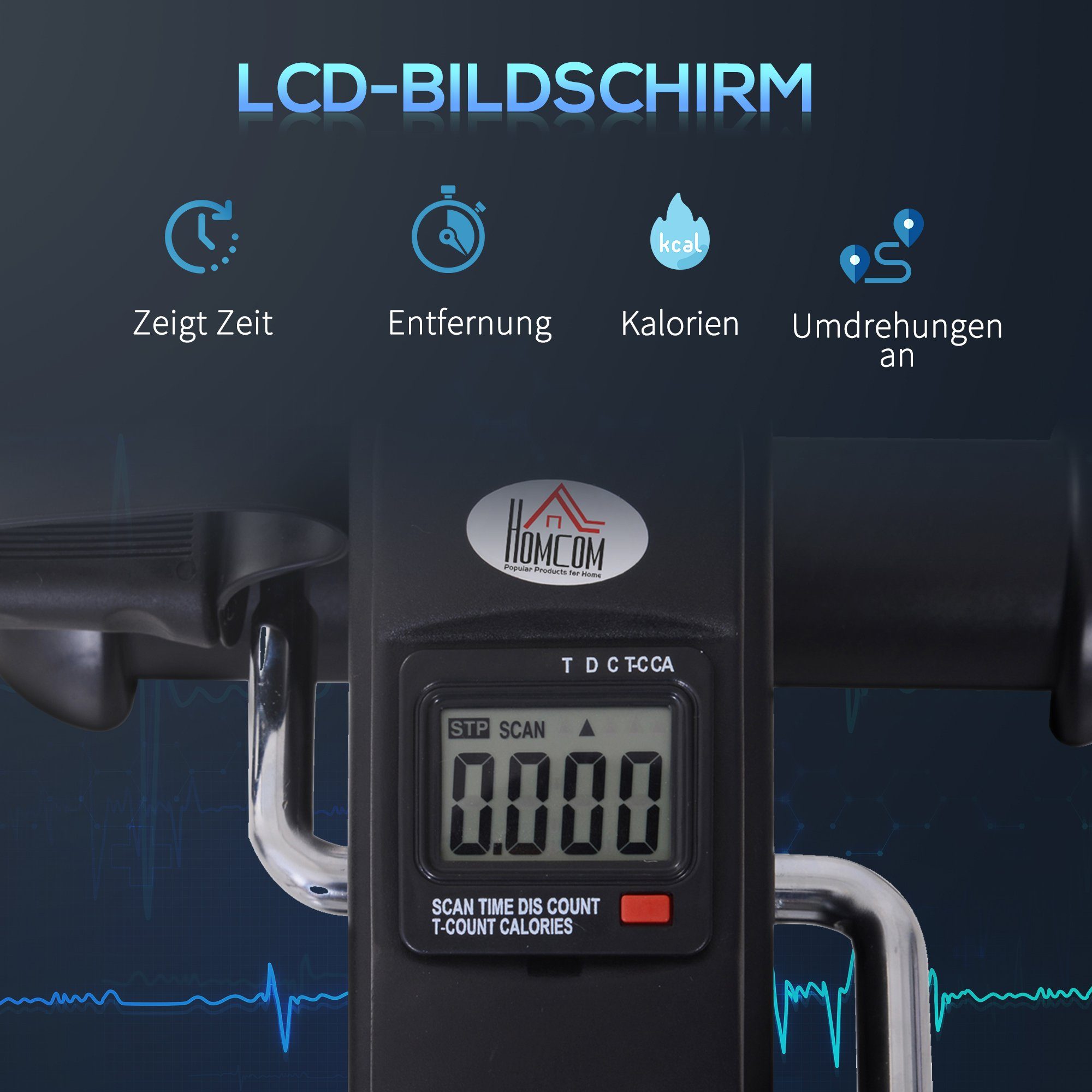 HOMCOM Heimtrainer Pedaltrainer mit LCD-Display