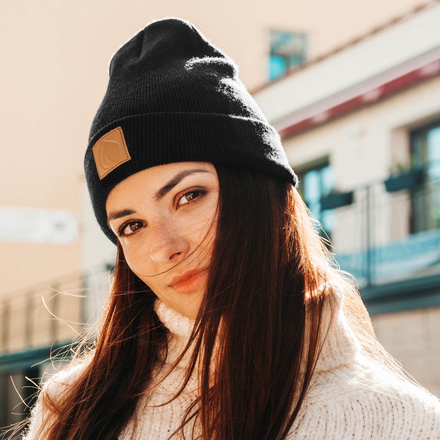 OCCULTO Beanie Leatherpatch Winter Mütze Beanie (Brown Label)