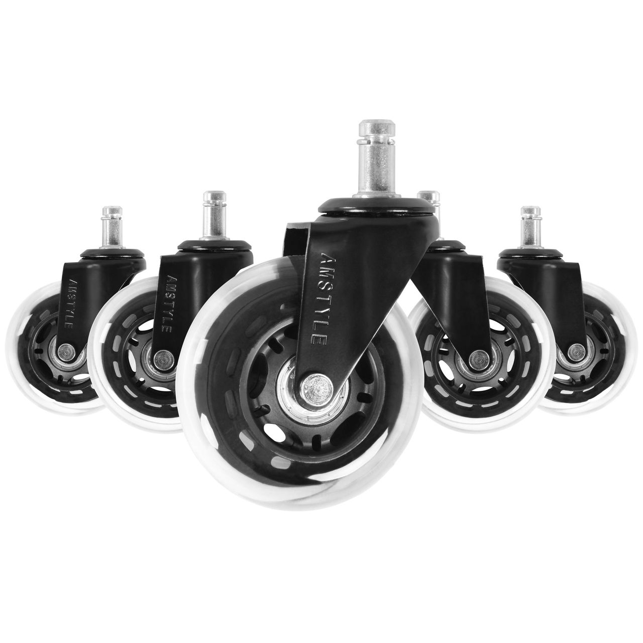 Amstyle 5er Set Bürostuhlrollen 7 x 7 x 3 cm Schwarz