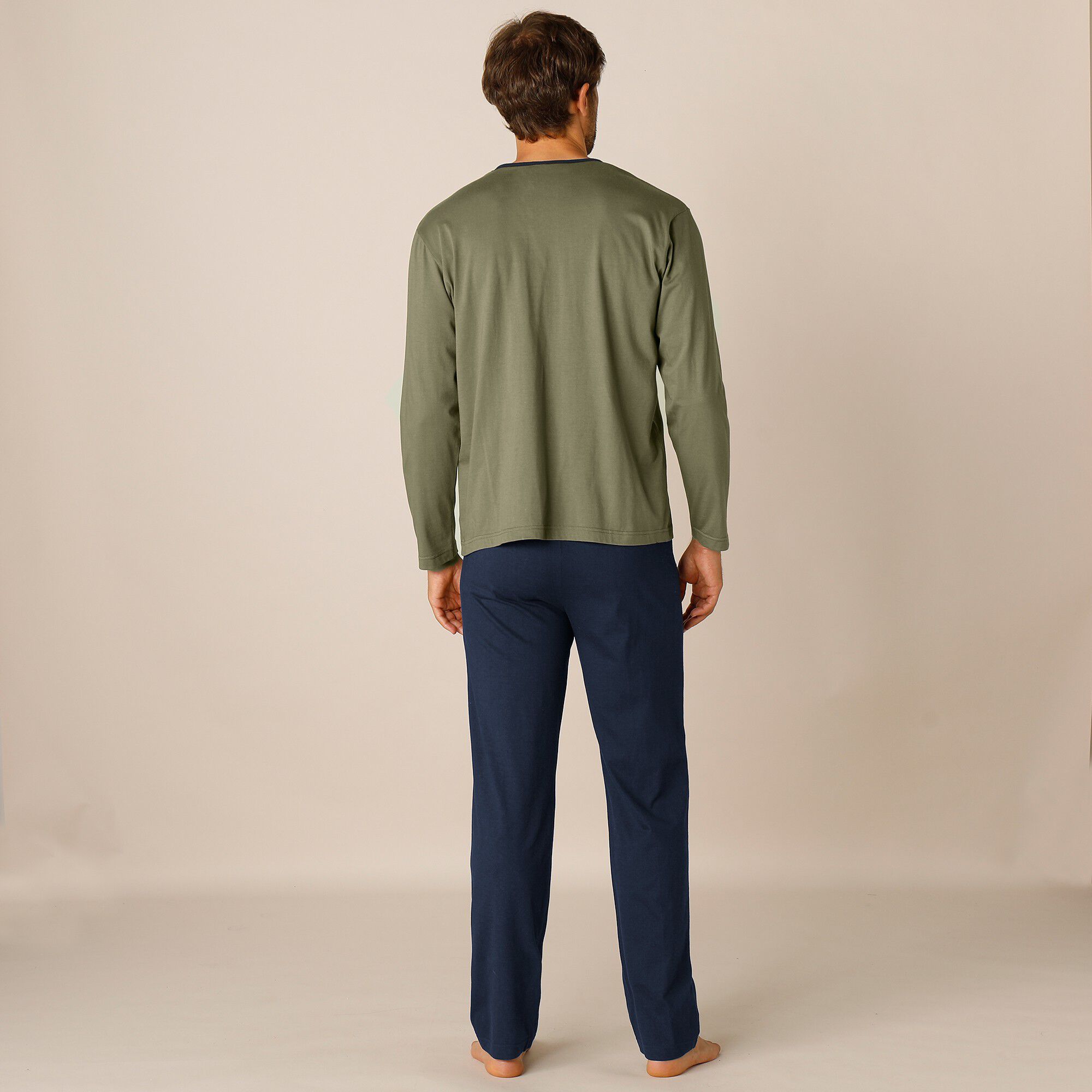 Pyjama pantalon jersey coton manches longues