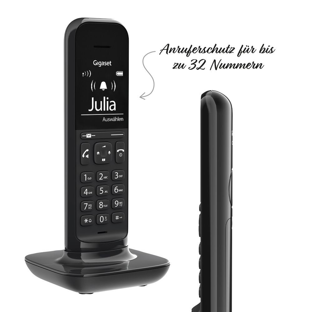 Gigaset Schnurloses Design-Telefon mit großem Display und Freisprechfunktion Schnurloses DECT-Telefon