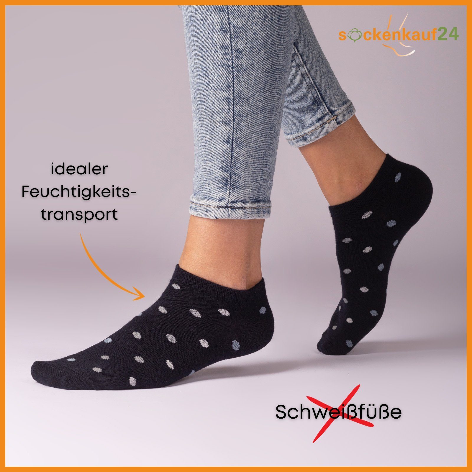 sockenkauf24 Sneakersocken 10 Paar Damen Sneaker Socken Mehrfarbig (39-42, 36832) Streifen Punkte Herzen Maritim Baumwolle WP