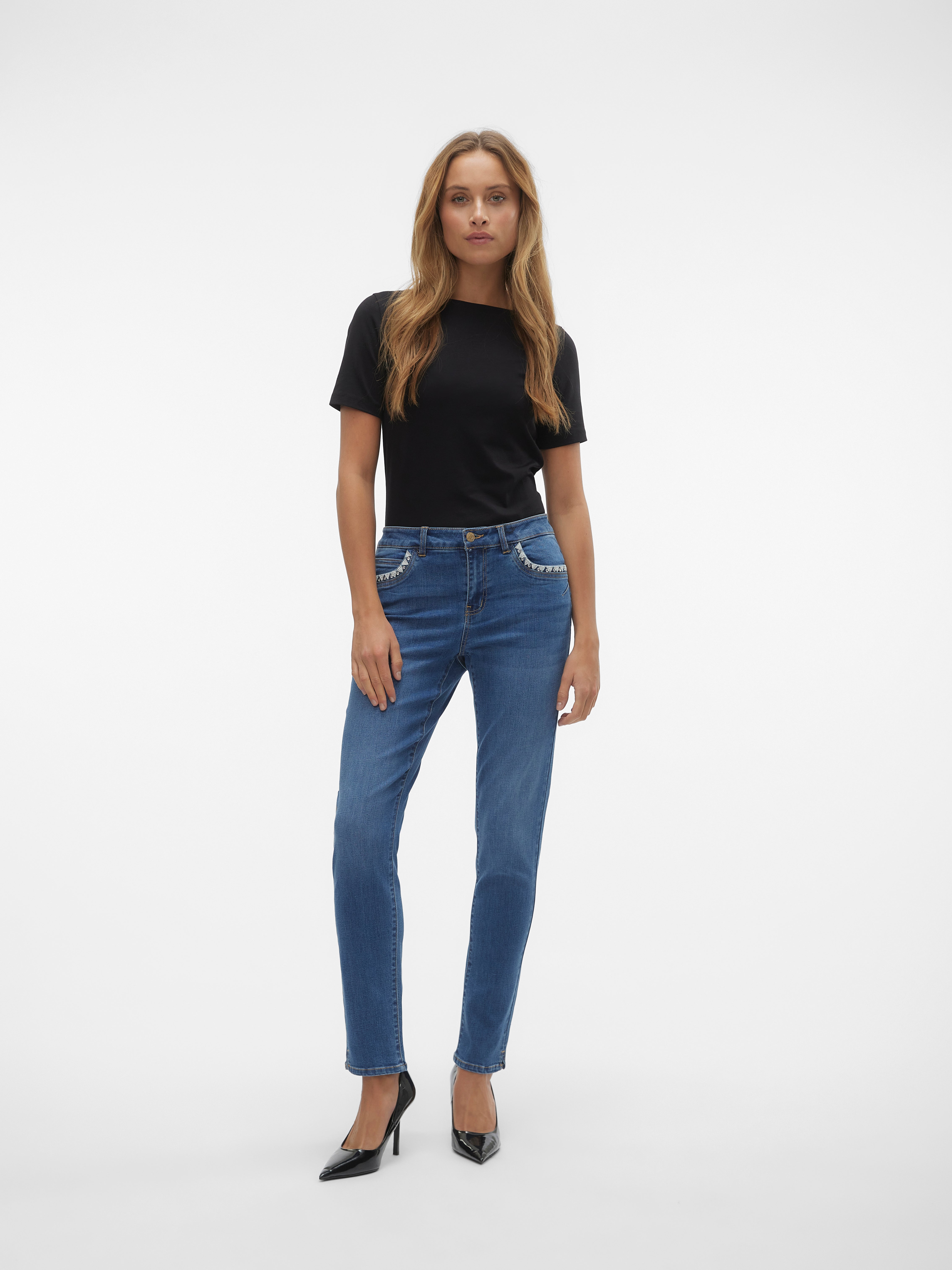 VMYOURS Mid Rise Verju00FCngt Jeans