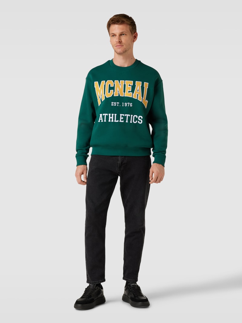 Sweatshirt mit Label-Print in dunkelgrün
