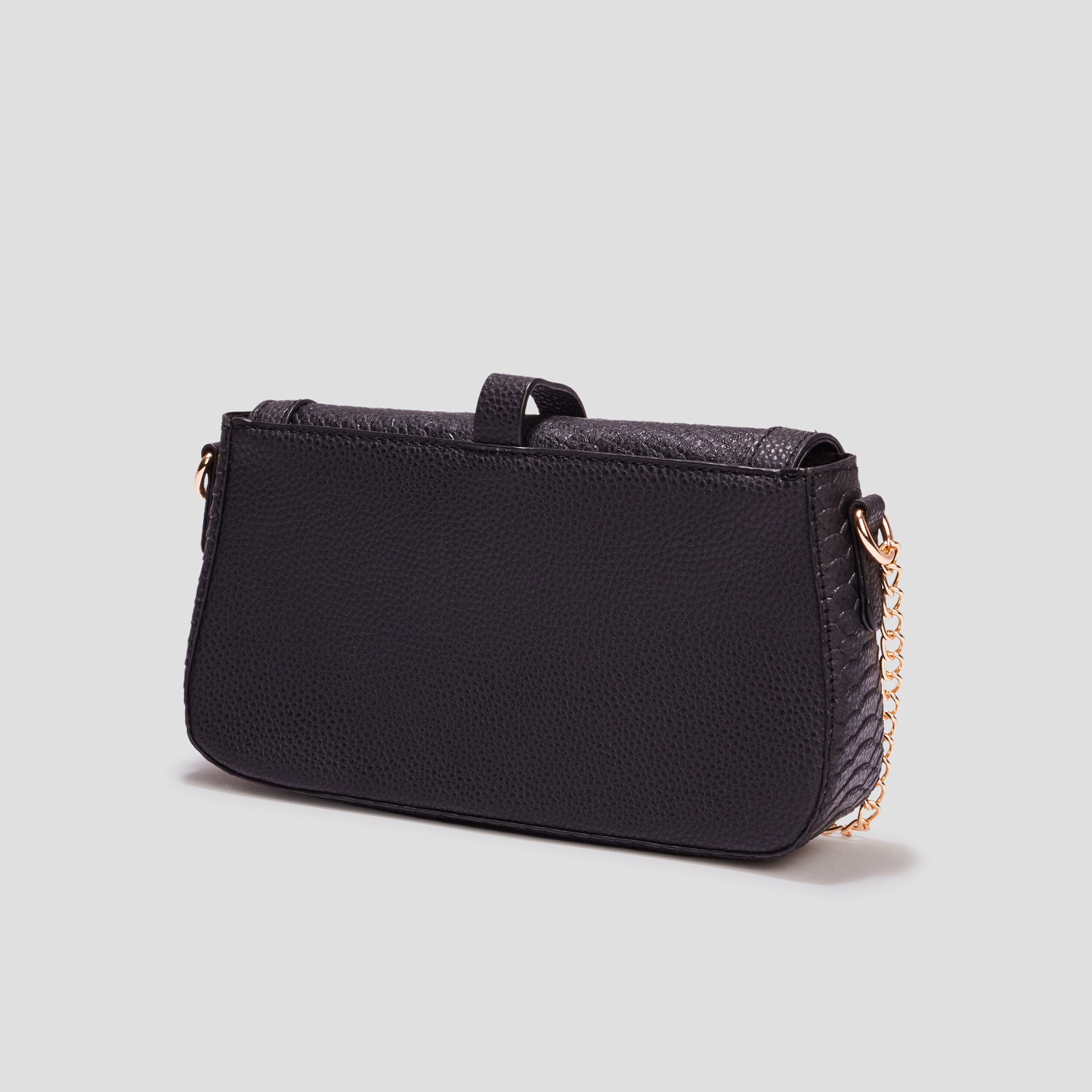 Sac bandoulière aspect croco noir femme | La Halle