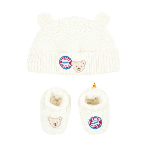 Mütze + Babyschuhe FC Bayern, weiß