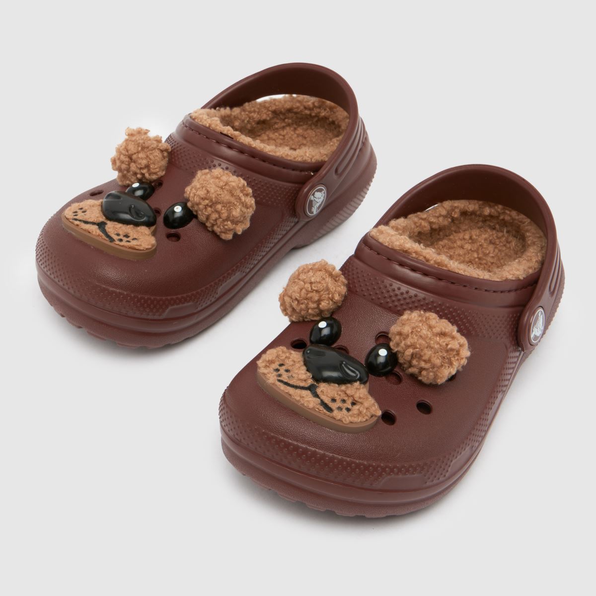 Crocs bruna multifärgade klassiska fodrade träskor för småbarn