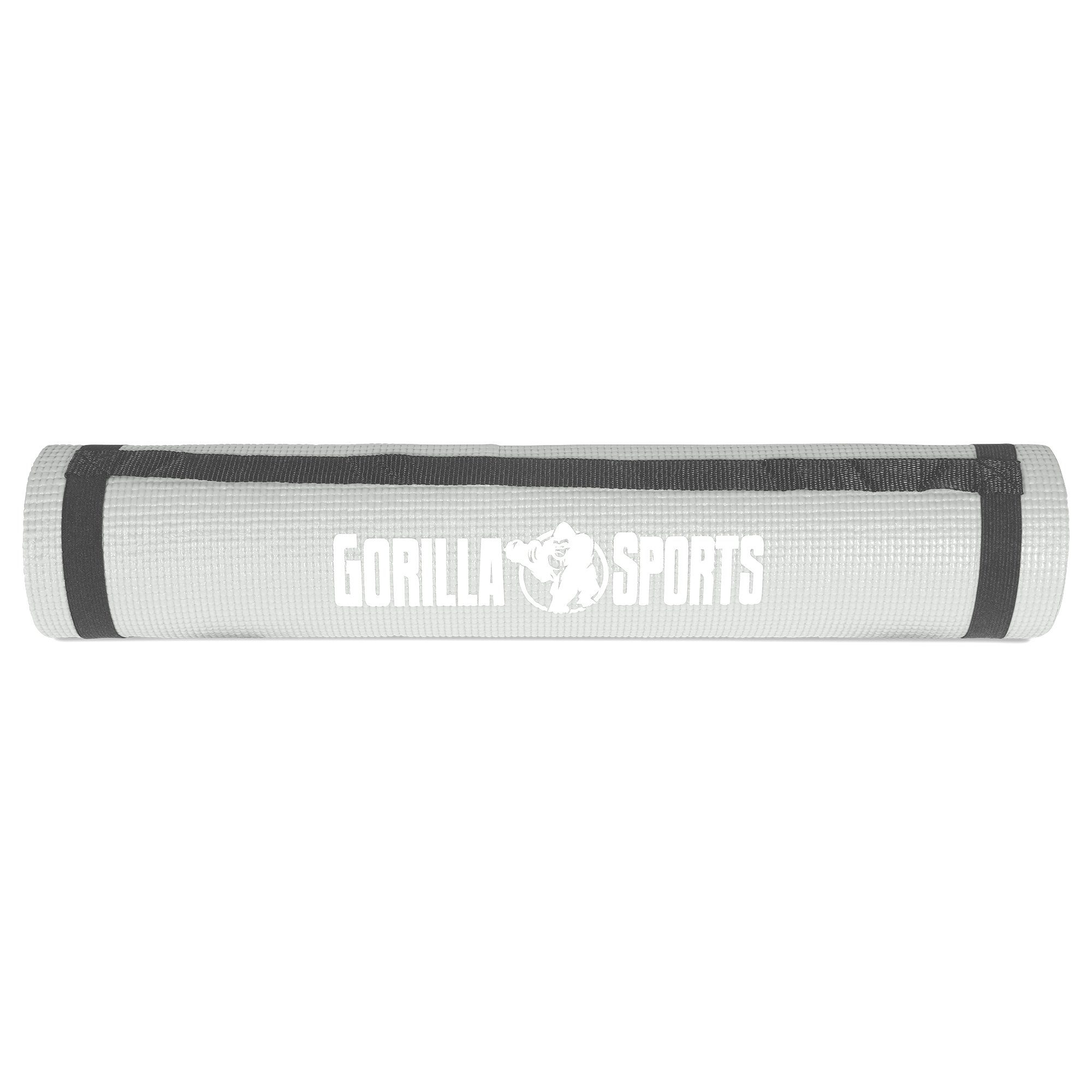 GORILLA SPORTS Yogamatte Fitnessmatte mit Tragegurt, 180x60x0,5cm, Rutschfest, Pilatesmatte