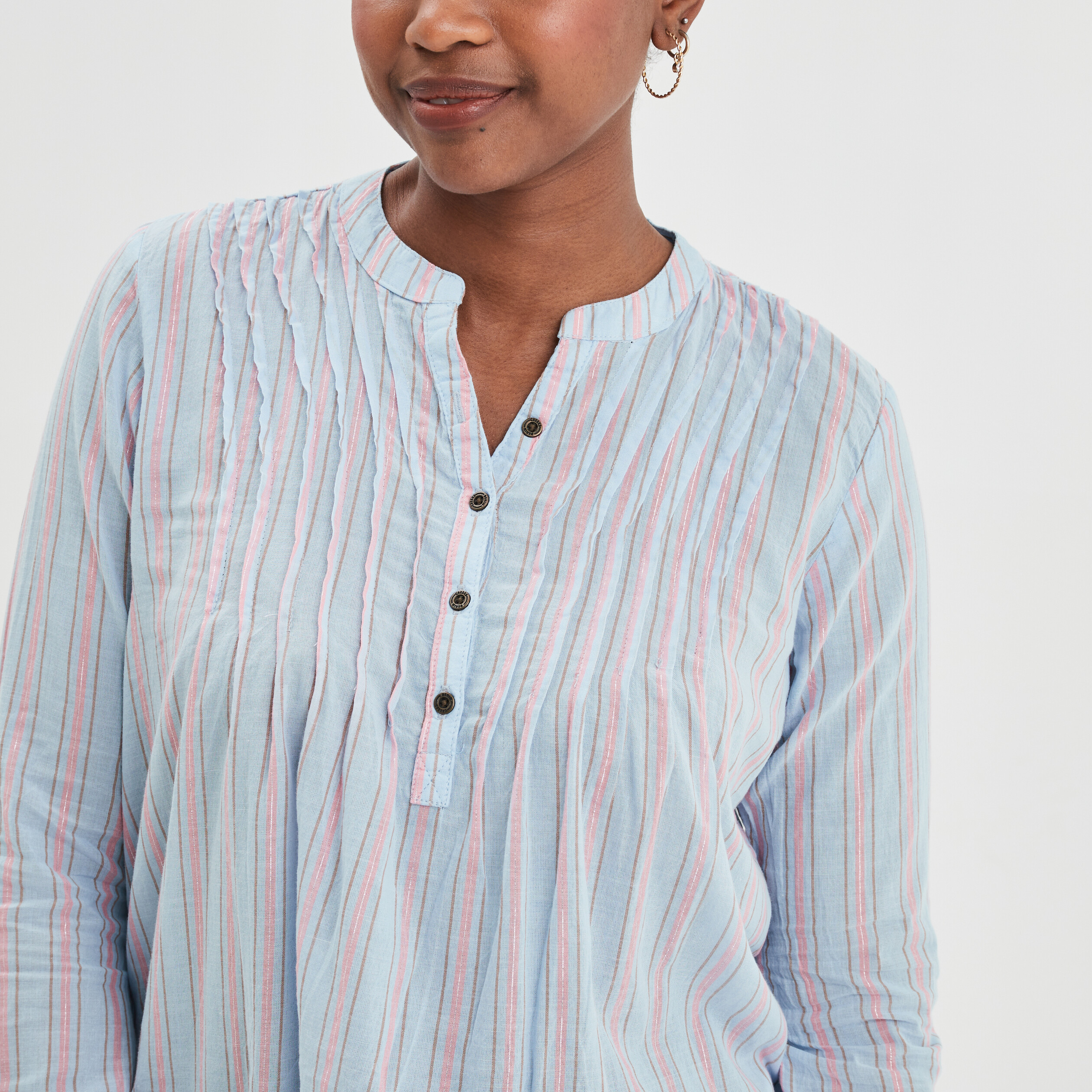 Blouse manches 3 4 bleu clair femme | La Halle