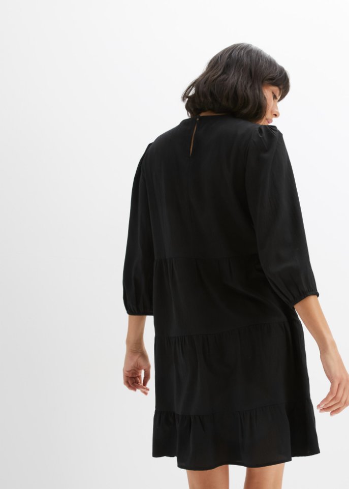 Crepe-Kleid mit Volants