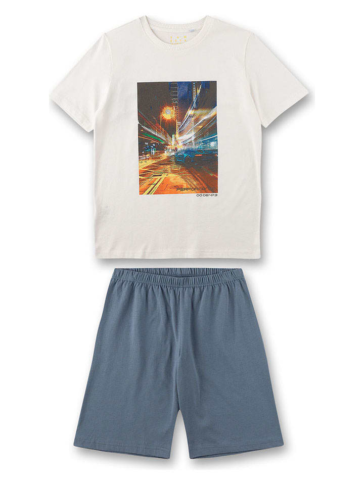 Sanetta Pyjama in Beige/ Dunkelblau günstig kaufen
