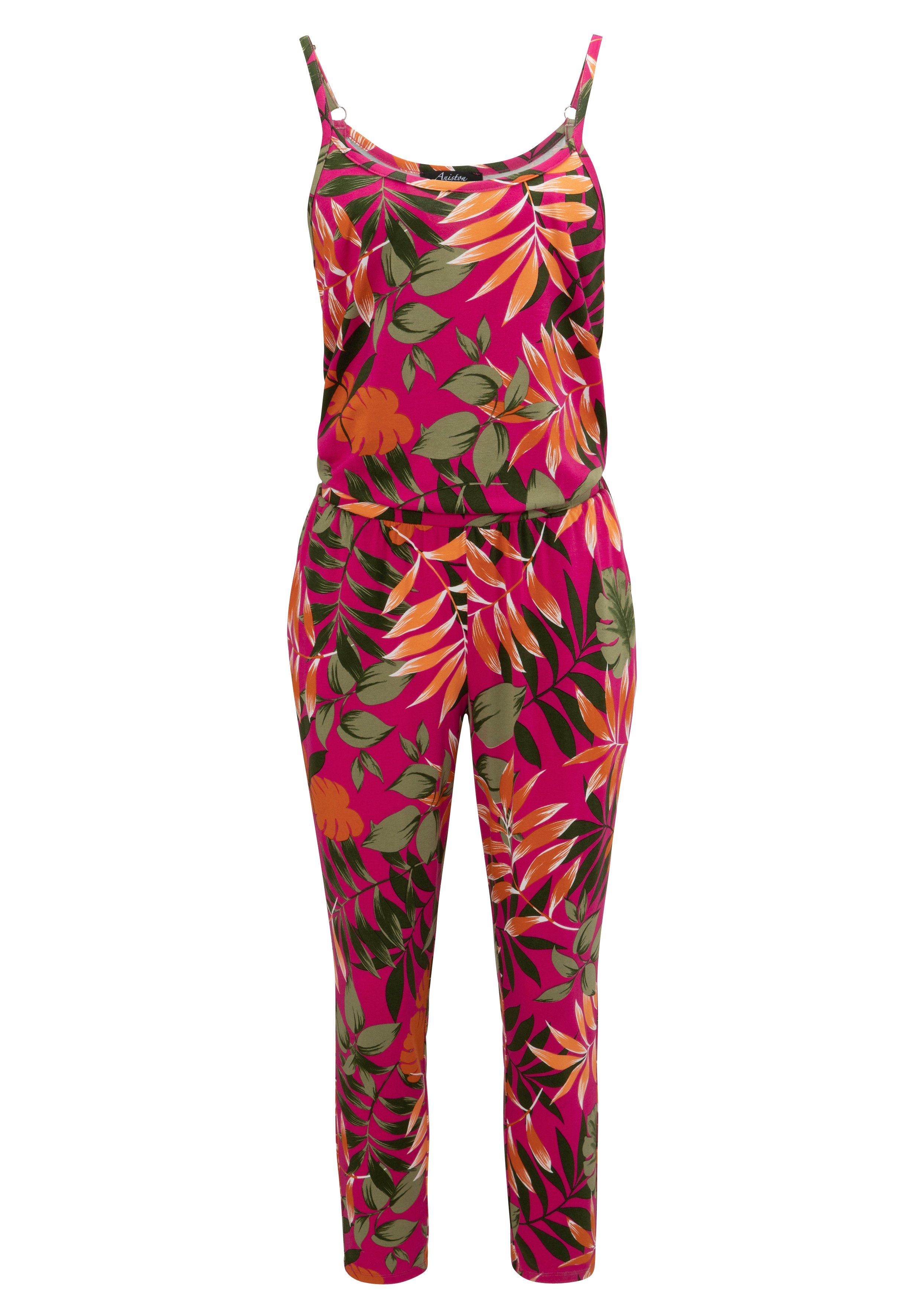 Aniston CASUAL Overall mit farbenfrohen, großflächigen Blättern bedruckt - NEUE KOLLEKTION