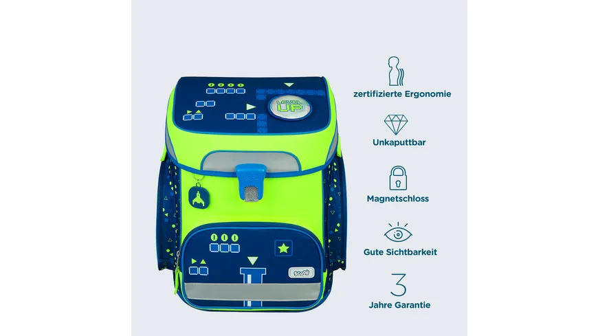 Scooli Schulranzen-Set EasyFit 5teilig Glow-Edition  Level Up
