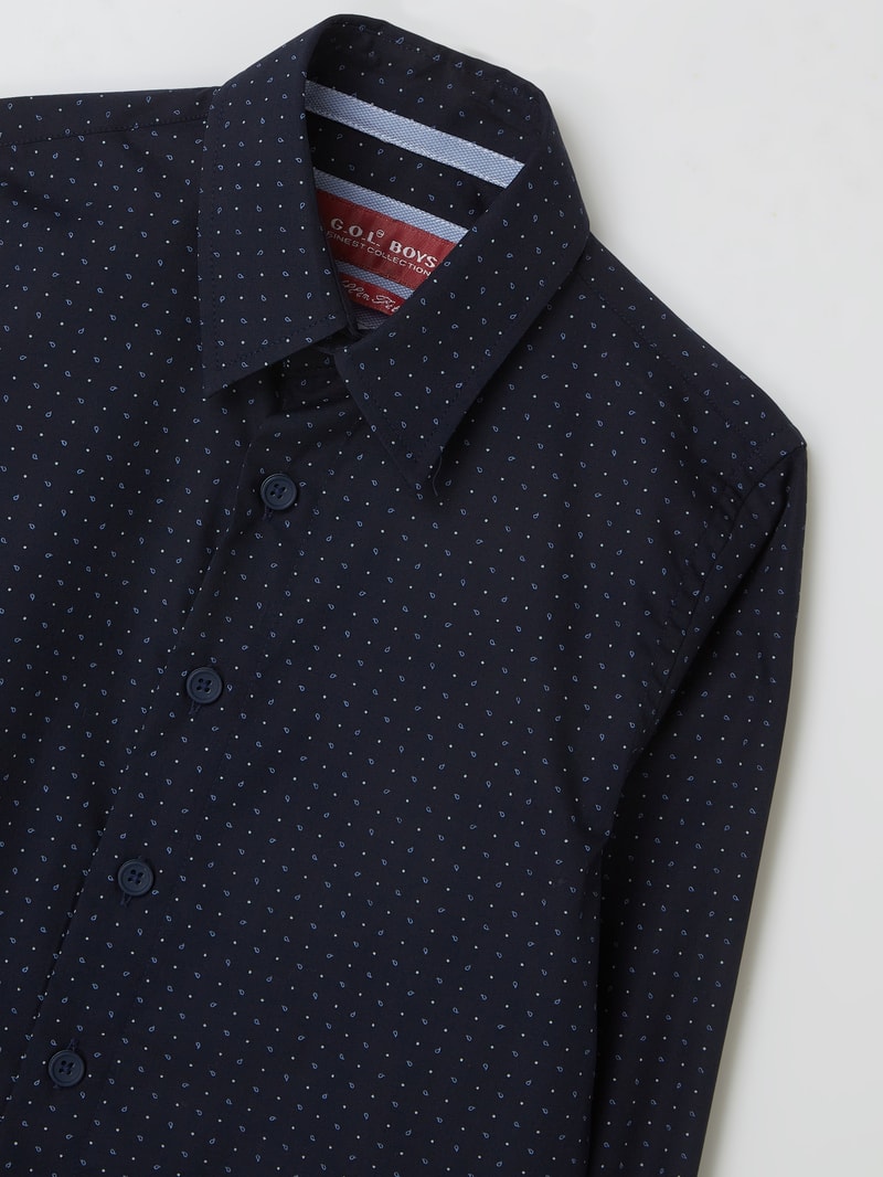 Slim Fit Hemd mit Baumwoll-Anteil in marineblau