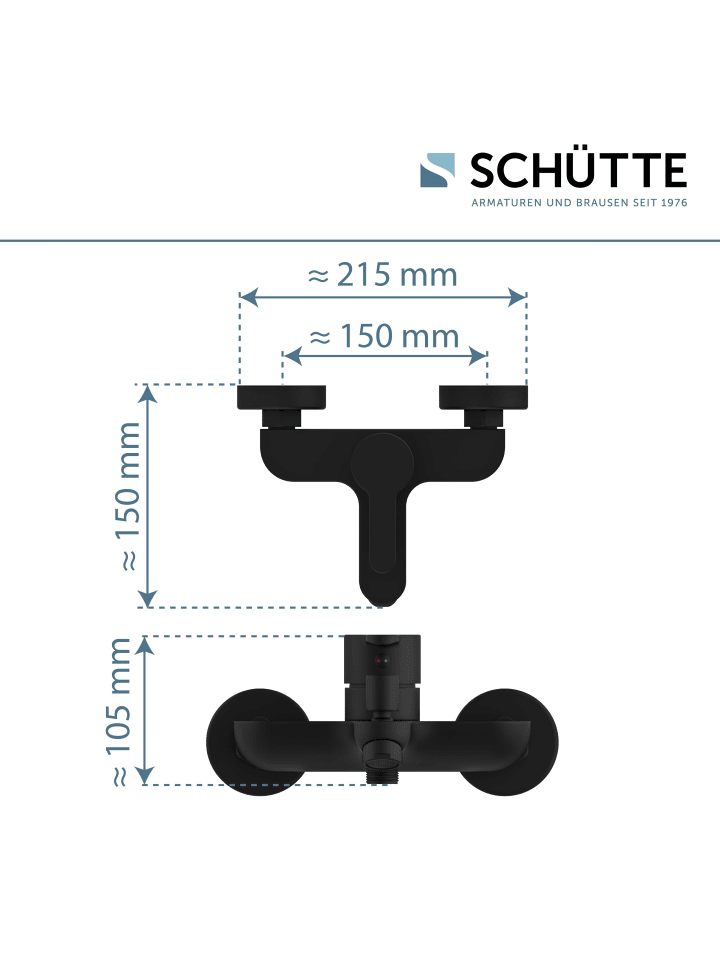 Schütte Wannenarmatur DENVER  in Schwarz matt - (L) 15 x (B) 18 x (H) 10 cm günstig kaufen onesize