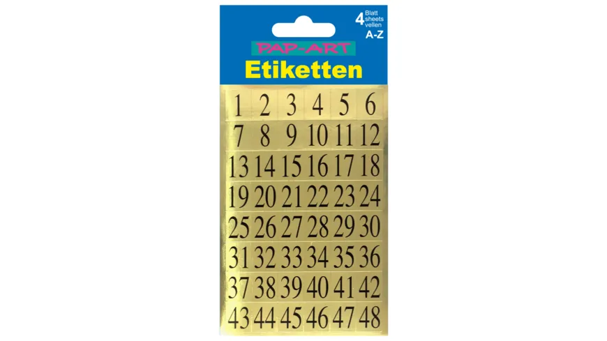 PAP-ART Zahlen-Etiketten schwarz auf gold 15mm
