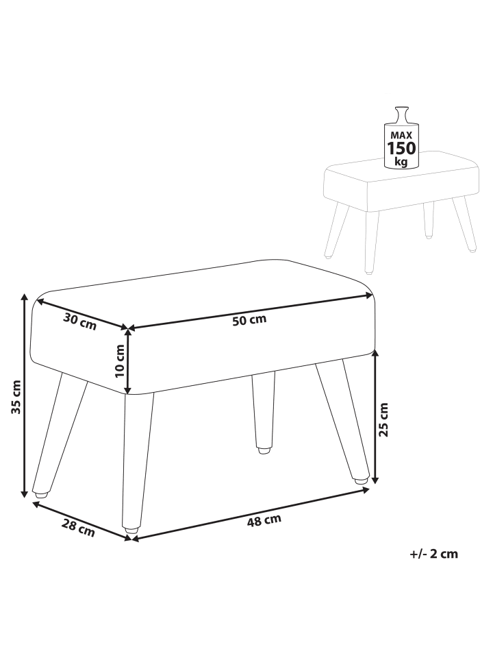 Beliani Hocker TAKOMA in Grau/Heller Holzfarbton - (W) 50 x (H) 35 x (L) 30 cm günstig kaufen onesize