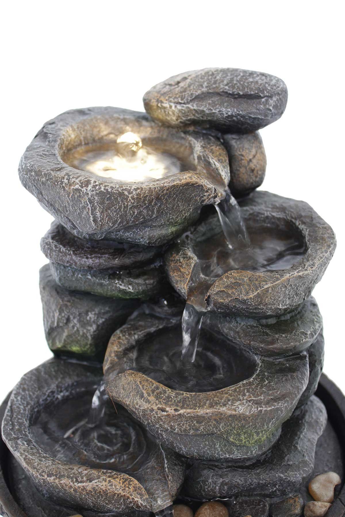 Kiom Zimmerbrunnen Tischbrunnen FoCascate graubraun Led 26 cm 10974, 21 cm Breite